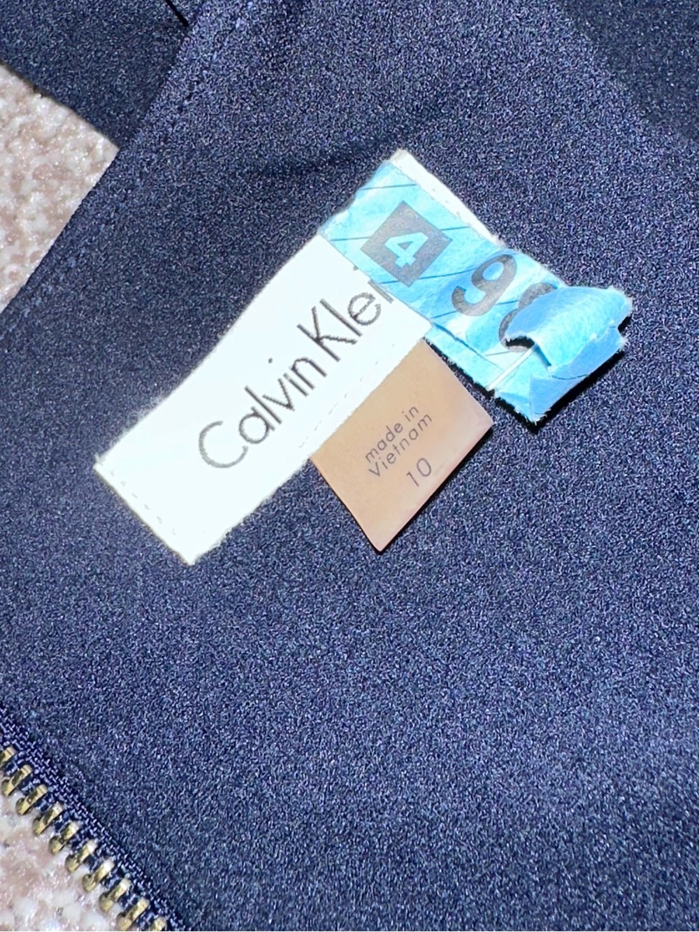 Calvin Klein Navy Blue Scuba Crepe Sheath Dress, Size 10 - Picture 5 of 10